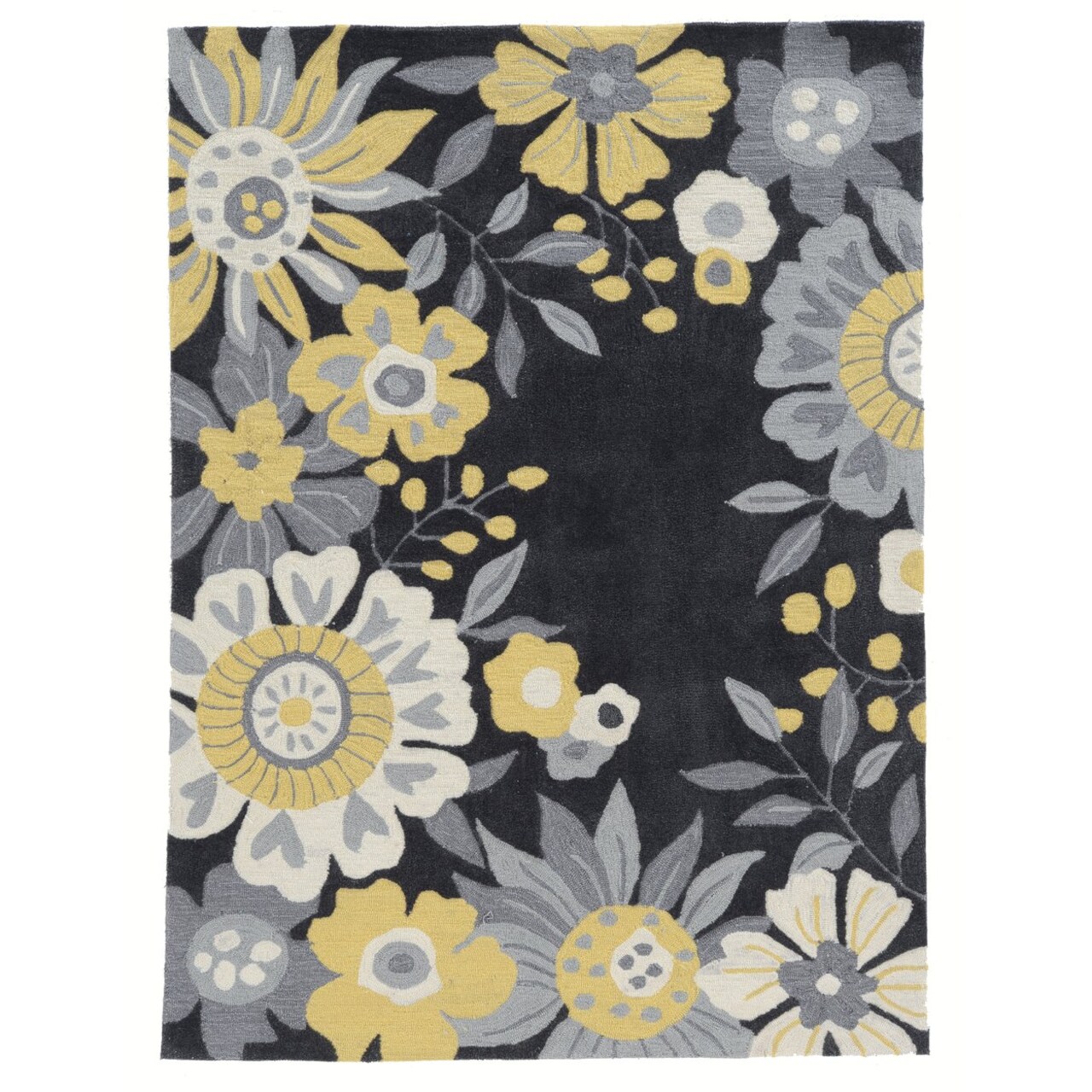 Trio Wildflower Grey Area Rug 8X10 Transitional Contemporary Design